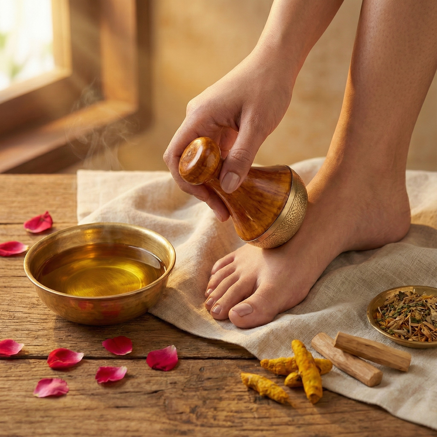 Ultimativ Kansa Vatki helbredende fodmassageapparat til hormonbalance, tarmsundhed, afgiftning og bedre søvn