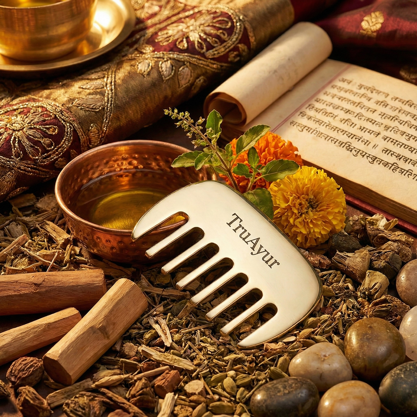 Kansa Hair Comb – Ayurvedisk afgiftning til hovedbunden og sundt hår