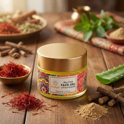 Aloe Fresh Face Gel med Kashmiri Kesar og Mulethi for en strålende glød og dyb hydrering