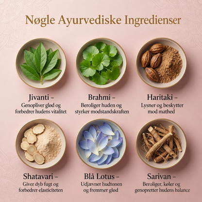 8-urter ayurvedisk strålende dagserum med Syn-Ake peptid for dyb hydrering, glød hele dagen og synlig opstramning