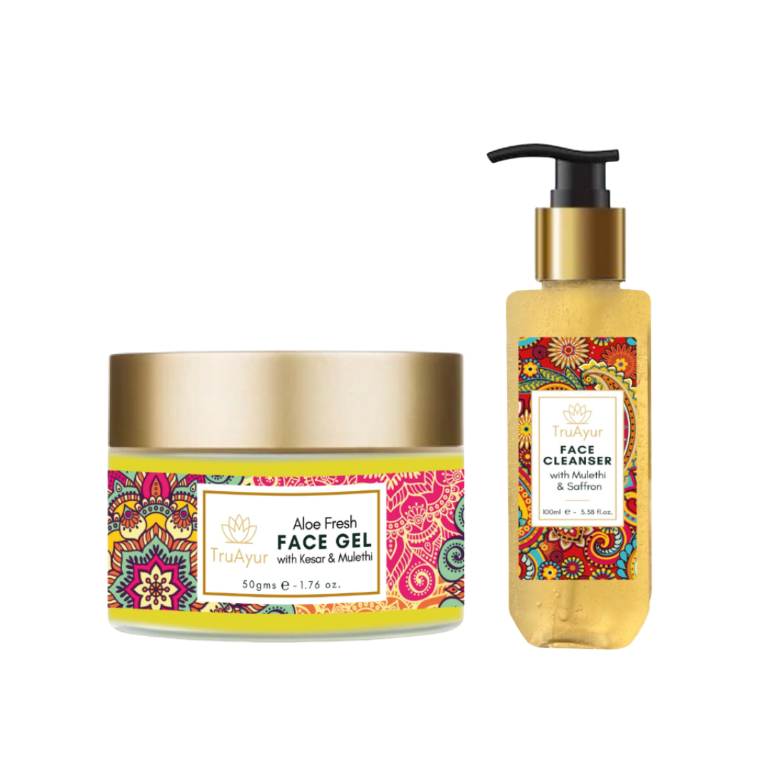 Fresh Face Duo med Kashmir Safran og Mulethi (Ansigtsrens og Aloe Fresh Face Gel)