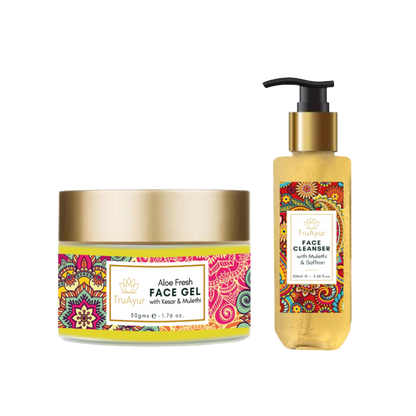 Fresh Face Duo med Kashmir Safran og Mulethi (Ansigtsrens og Aloe Fresh Face Gel)