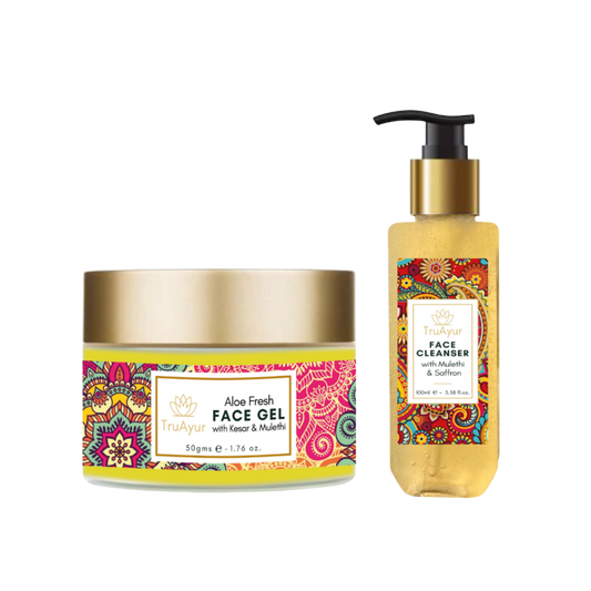 Fresh Face Duo med Kashmir Safran og Mulethi (Ansigtsrens og Aloe Fresh Face Gel)