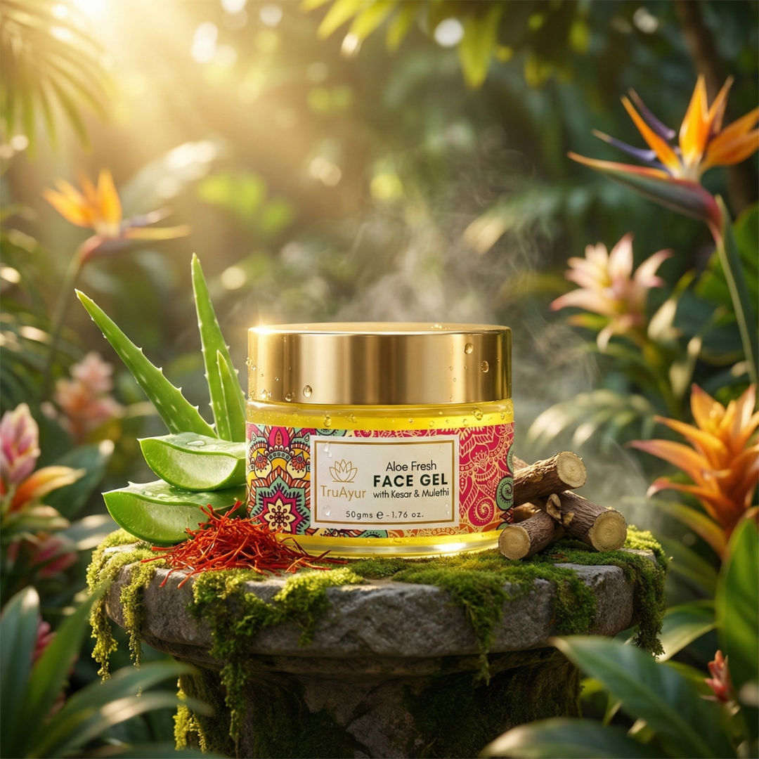 Aloe Fresh Face Gel med Kashmiri Kesar og Mulethi for en strålende glød og dyb hydrering
