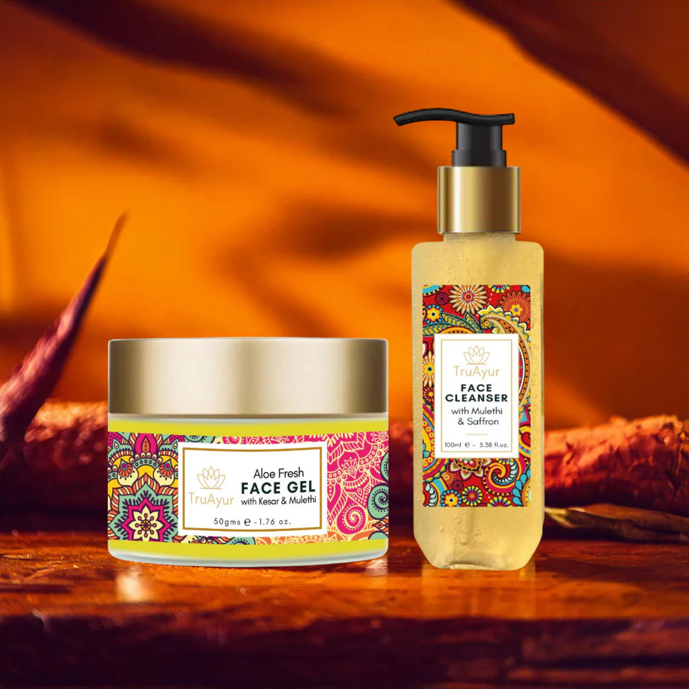 Fresh Face Duo med Kashmir Safran og Mulethi (Ansigtsrens og Aloe Fresh Face Gel)