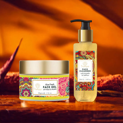 Fresh Face Duo med Kashmir Safran og Mulethi (Ansigtsrens og Aloe Fresh Face Gel)