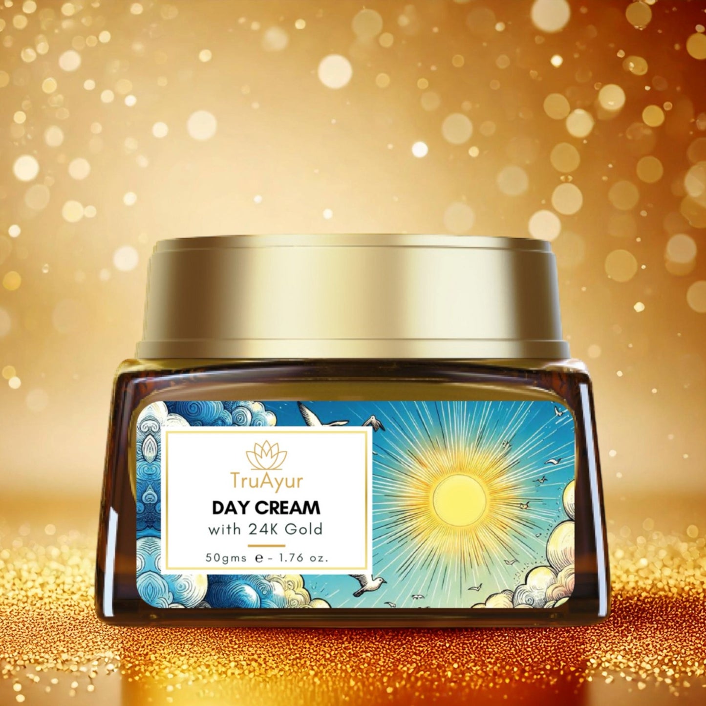 24 karat guld ayurvedisk lysnende dagcreme med gotu kola, safran og mulethi