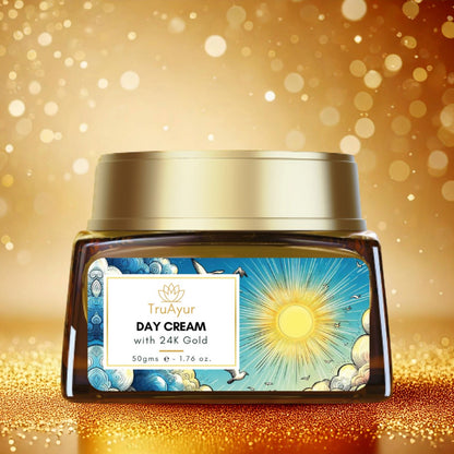 24 karat guld ayurvedisk lysnende dagcreme med gotu kola, safran og mulethi