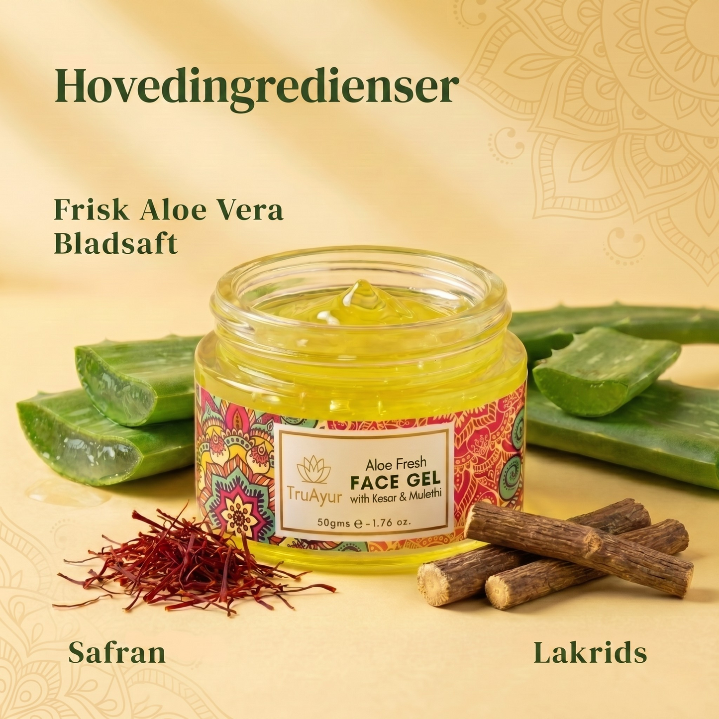 Aloe Fresh Face Gel med Kashmiri Kesar og Mulethi for en strålende glød og dyb hydrering