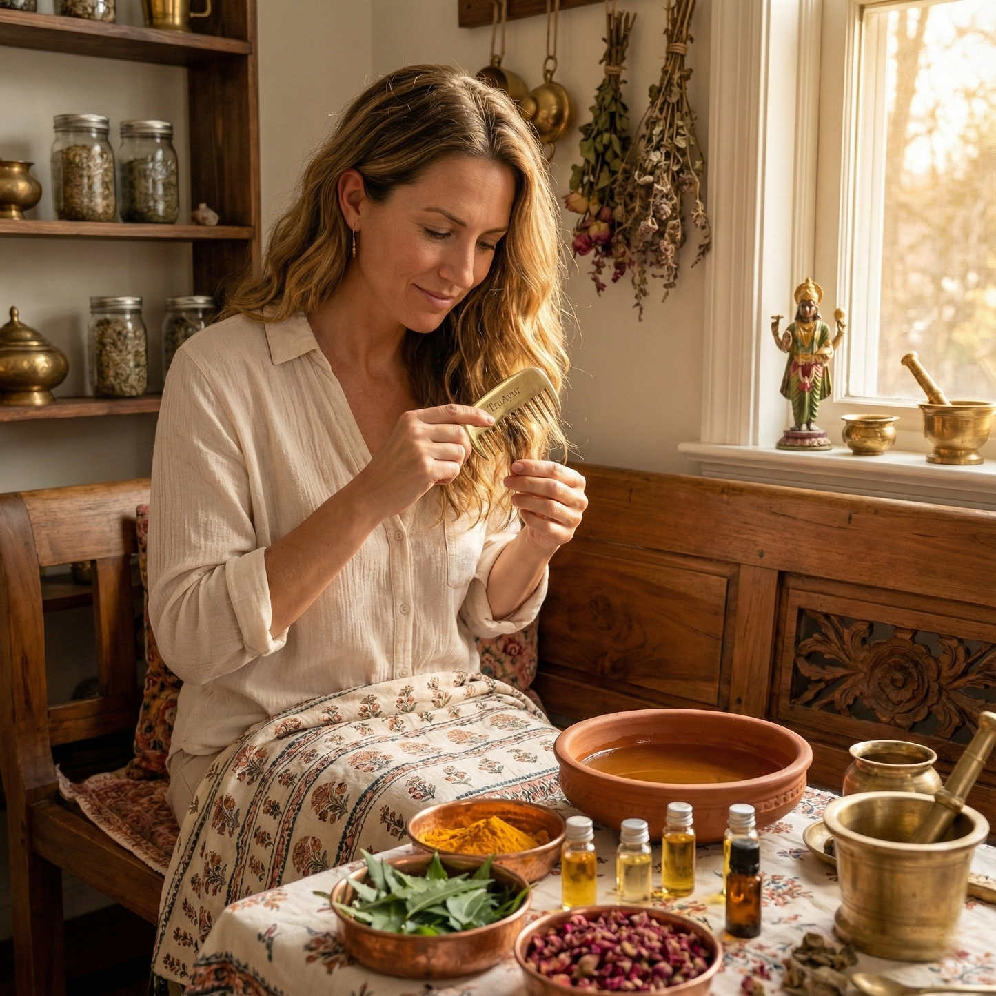 Kansa Hair Comb – Ayurvedisk afgiftning til hovedbunden og sundt hår